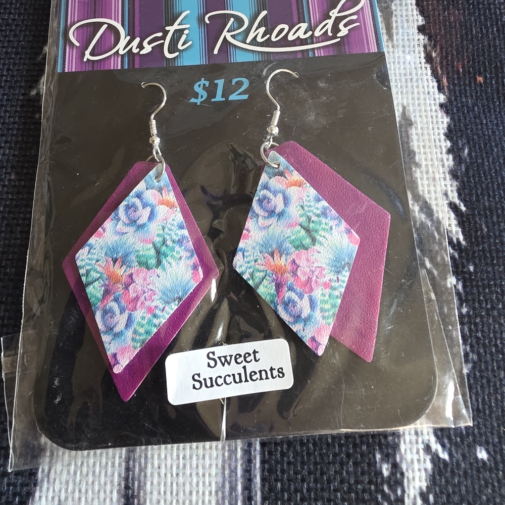 Purple Floral Earrings